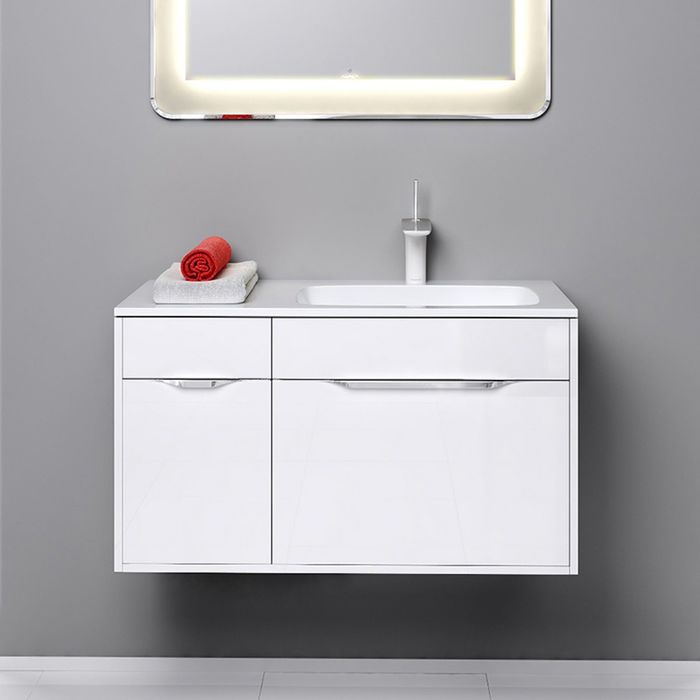 Комплект мебели Aqwella MALAGA 90 подвесной, тумба с раковиной Malaga 900R, белый, правый
