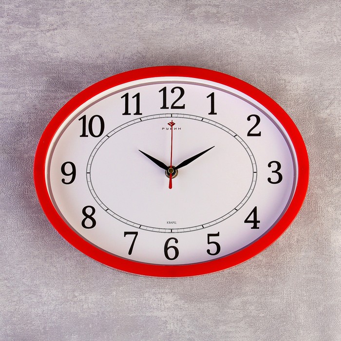 Часы настенные овальные "Классика", 20х27 см красные микс