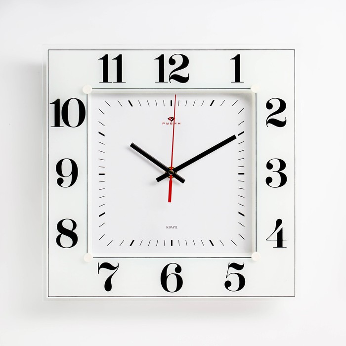 Часы настенные Рубин, бесшумные, 31 х 31 см, белые