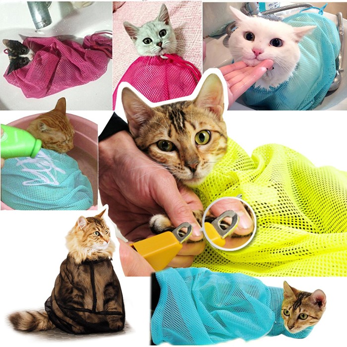 фото Мешок для груминга кошек (купание, уход за когтями, прививки), серый пижон