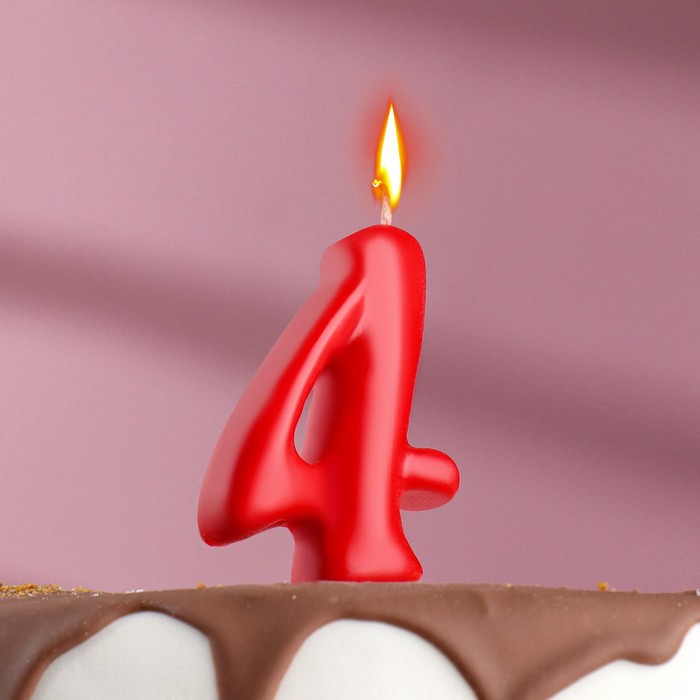 Свеча для торта цифра Овал 4, красная, 5,5 см свеча для торта цифра овал 9 красная 5 5 см