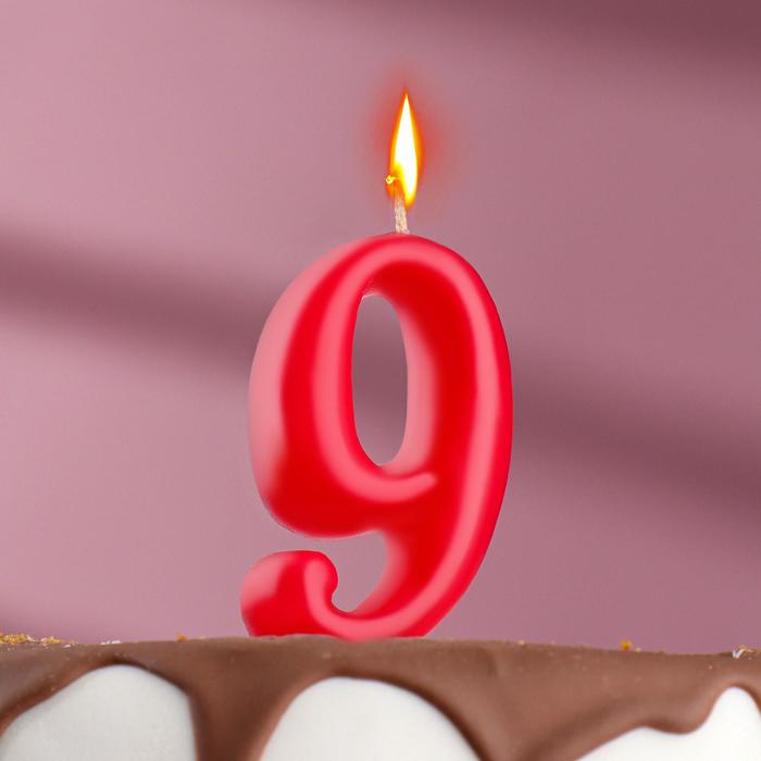 Свеча для торта цифра Овал 9, красная, 5,5 см свеча для торта цифра овал красная 9 фонтан
