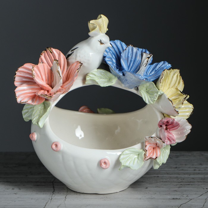 Конфетница "Лукошко с птицами", микс