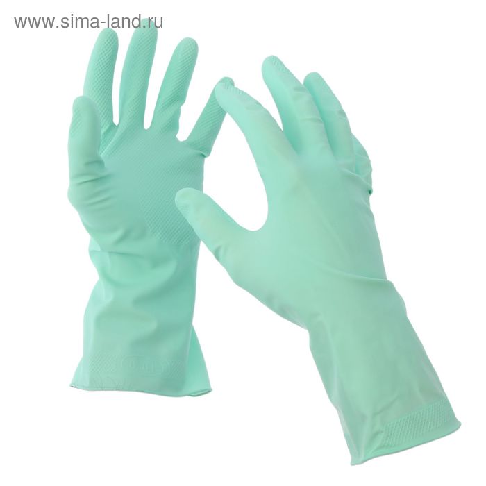 Перчатки хозяйственные резиновые размер L, лёгкие, прочные, пара, цвет зелёный