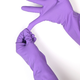 Перчатки резиновые, с хлопковым напылением, размер L, цвет МИКС от Сима-ленд