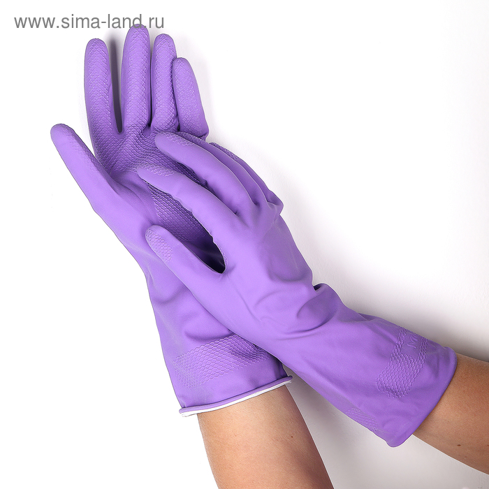 Перчатки резиновые с хлопковым напылением, размер S, цвет МИКС