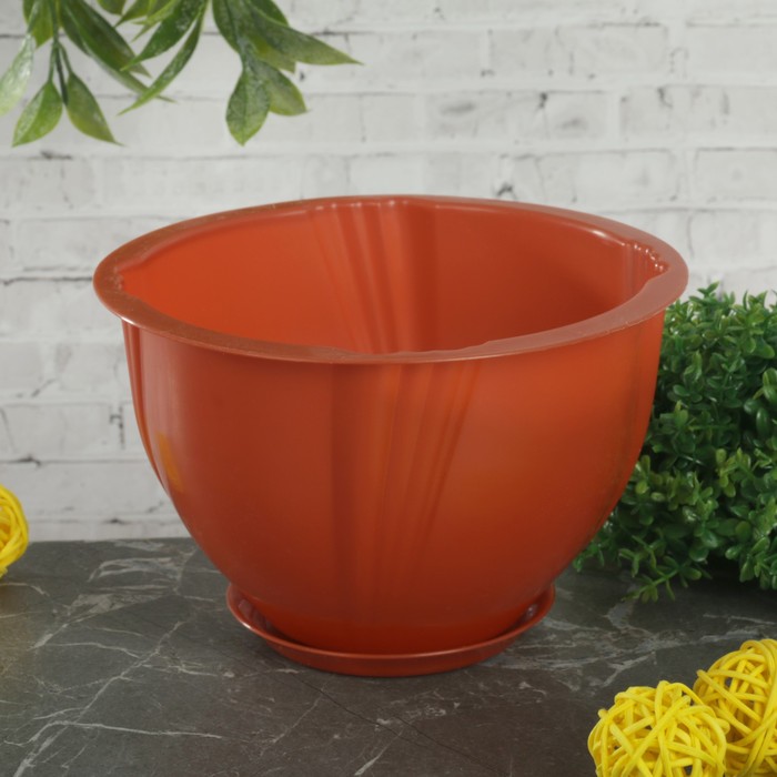 Кашпо с поддоном 0,65 л Diana, цвет терракотовый