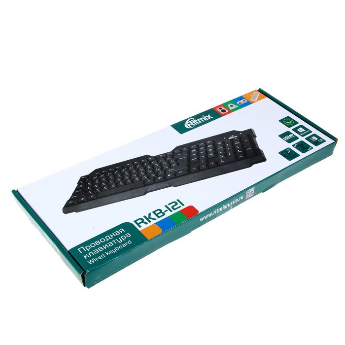 Клавиатура RITMIX RKB-121, проводная, USB, черная