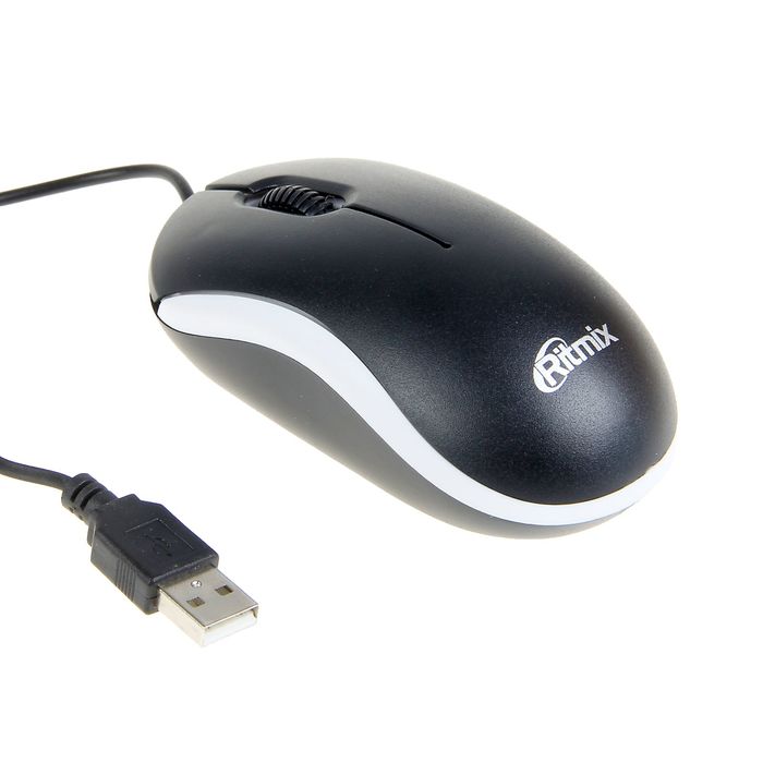 Компьютерная мышь RITMIX ROM-111, проводная, USB, 800 dpi, белая