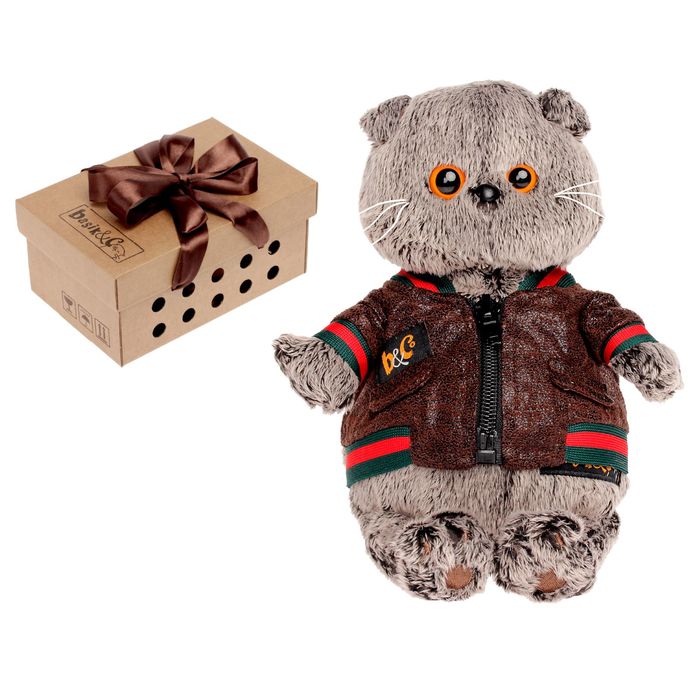 Мягкая игрушка "Басик" в кожаной куртке, 19 см