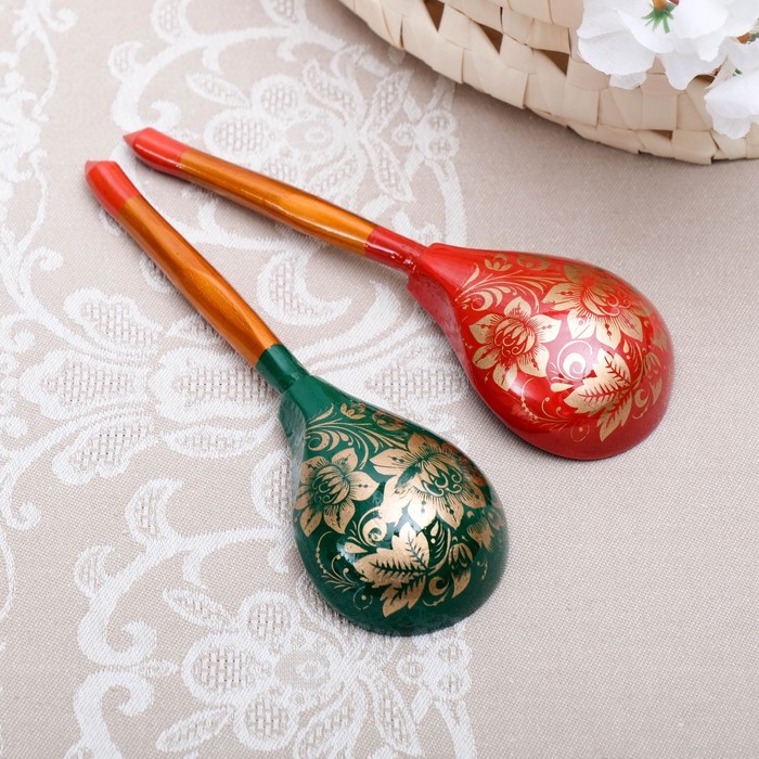 Ложка деревянная «Семицветик», полубаская, хохлома, микс
