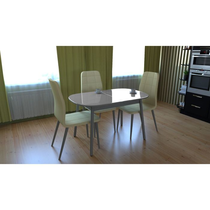 Стол обеденный раздвижной "Винтаж", цвет глянец серый, 1150 (1450) х 700 х 745 мм