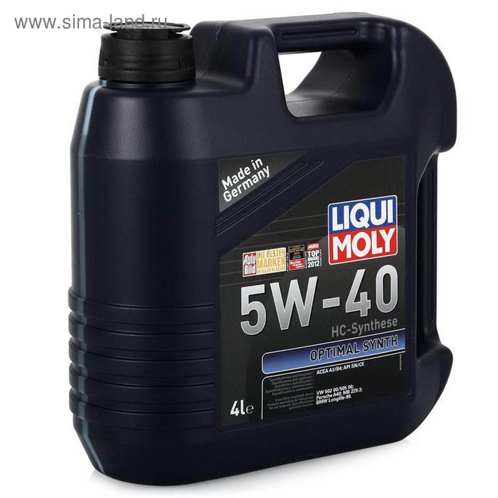 Масло моторное LiquiMoly НС Optimal Synth 5W-40 SN/CF А3/В4, 4 л синтетика нс синтетическое моторное масло liquimoly optimal synth 5w40 60 л 3927