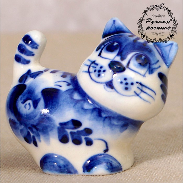 Сувенир «Котёночек», гжель, кобальт