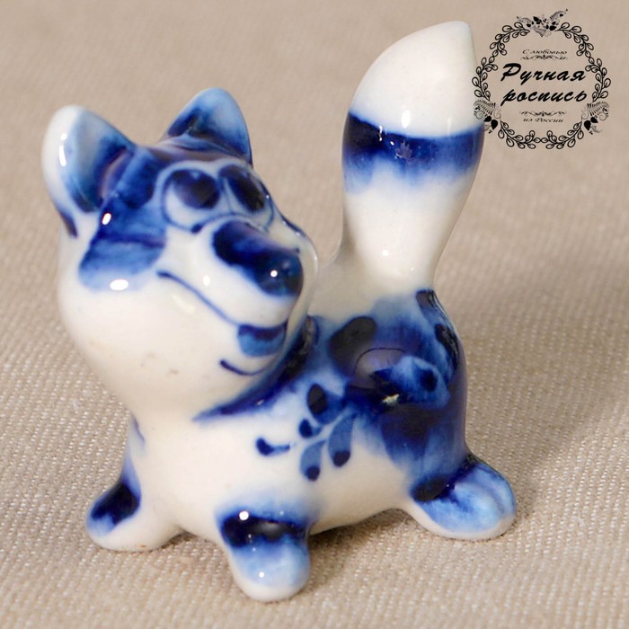 Сувенир «Лисёнок», гжель, кобальт