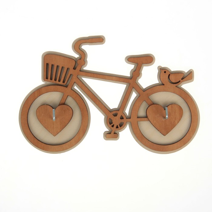 Ключница "Велосипед" 21х14 см белый-коричневый