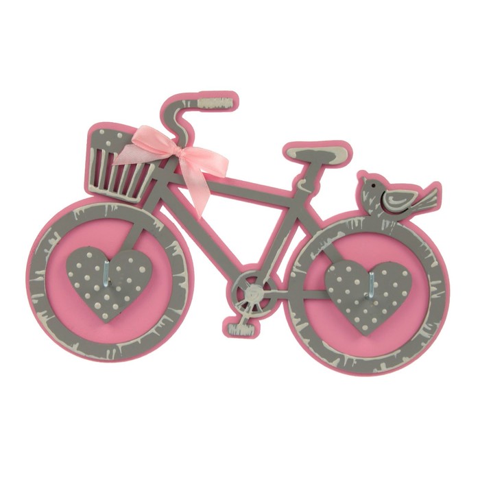 Ключница "Велосипед" 21х14 см розовый-серый