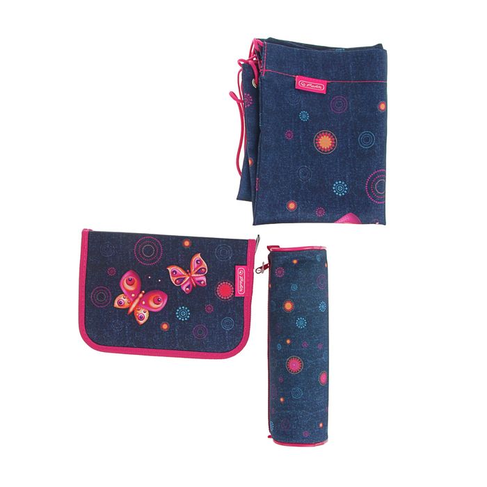 Ранец на замке Herlirz Loop Plus 37*31*24 Butterfly (наполнение : пенал 16 предметов +косметичка +мешок для обуви)