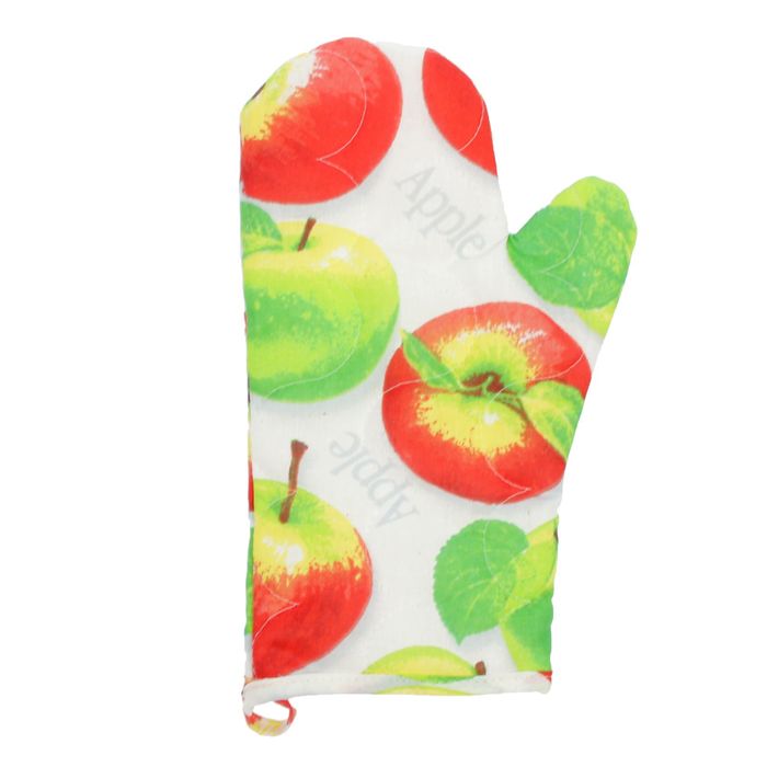 Рукавичка - прихватка стеганая 30х17 "Яблочное угощение"