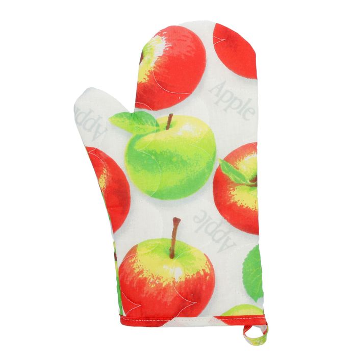Рукавичка - прихватка стеганая 30х17 "Яблочное угощение"