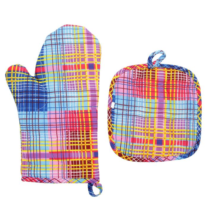 Набор для кухни (рукавичка- прихватка, прихватка) Дачный пикник, бязь 125г/м, хл100%