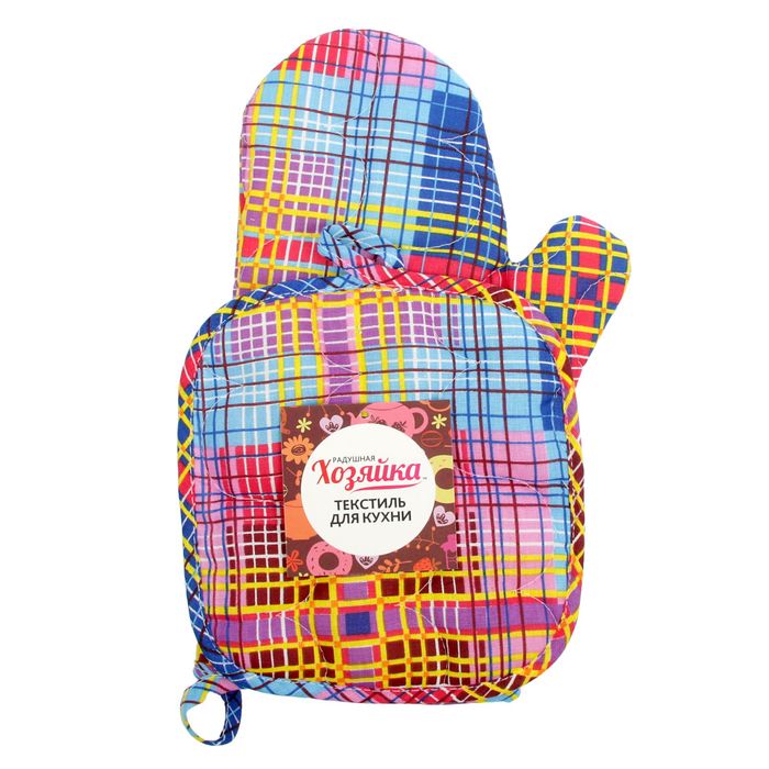 Набор для кухни (рукавичка- прихватка, прихватка) Дачный пикник, бязь 125г/м, хл100%