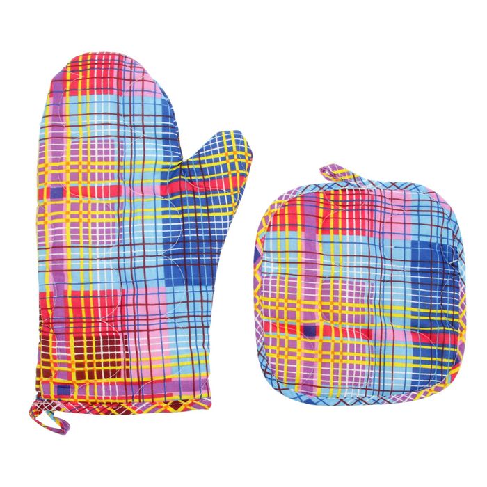 Набор для кухни (рукавичка- прихватка, прихватка, полотенце) Дачный пикник, бязь 125г/м, хл100% 22