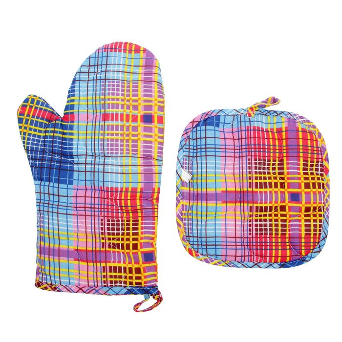 Набор для кухни (рукавичка- прихватка, прихватка, полотенце) Дачный пикник, бязь 125г/м, хл100% 22