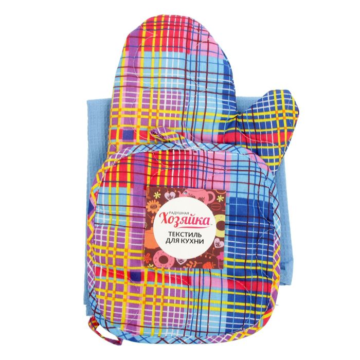 Набор для кухни (рукавичка- прихватка, прихватка, полотенце) Дачный пикник, бязь 125г/м, хл100% 22