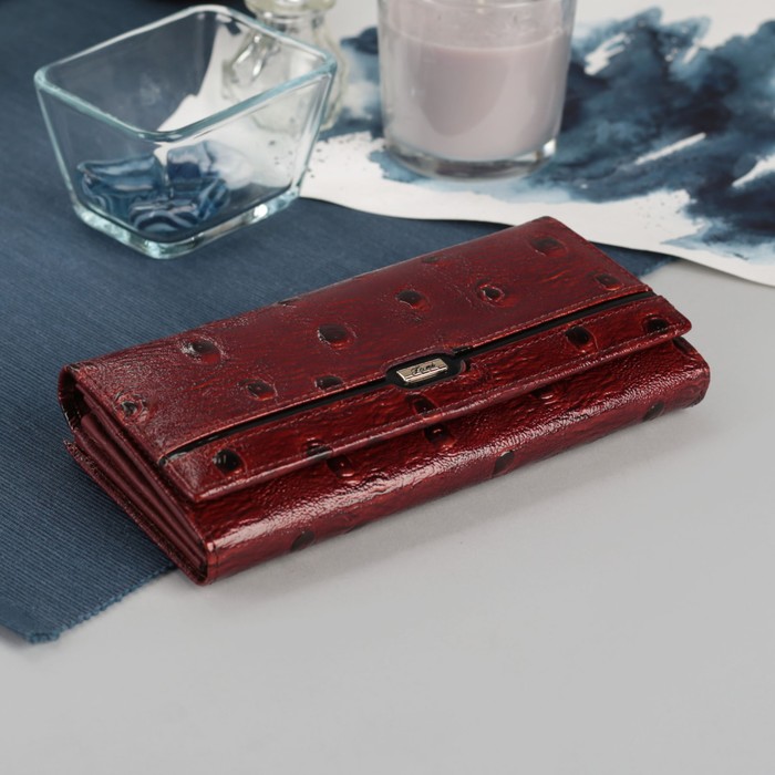 Кошелёк женский на клапане, 2 отдела на рамке, 3 отдела, отдел для карт, цвет коричневый