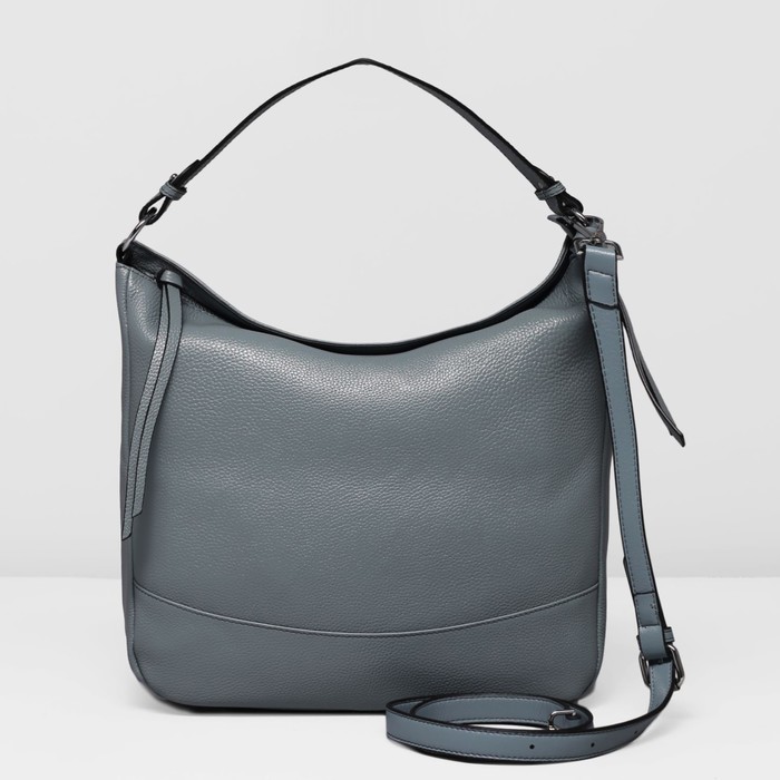 Сумка женская на молнии, 1 отдел, наружный карман, длинный ремень, цвет голубой