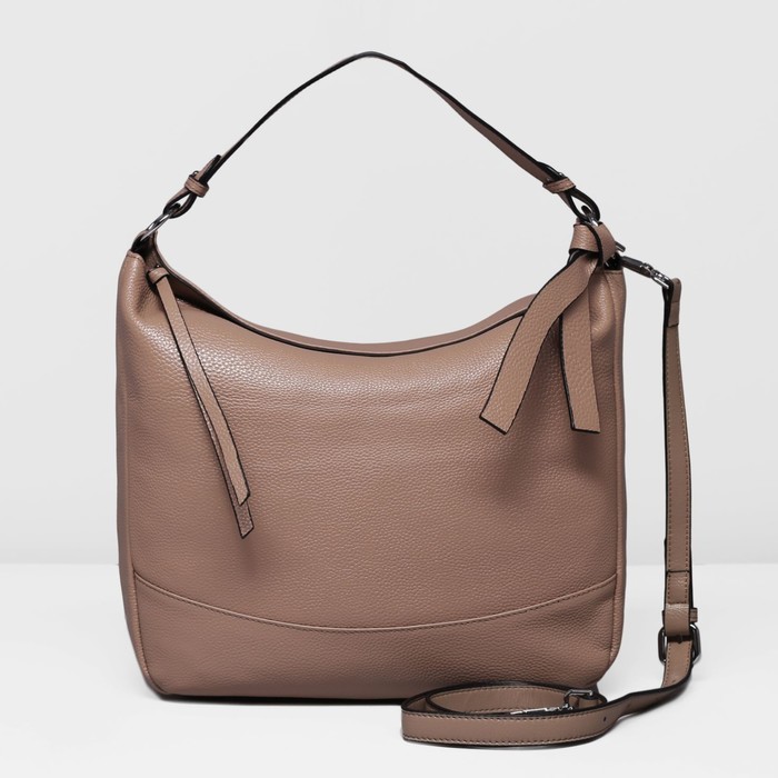 Сумка женская на молнии, 1 отдел, наружный карман, длинный ремень, цвет коричневый