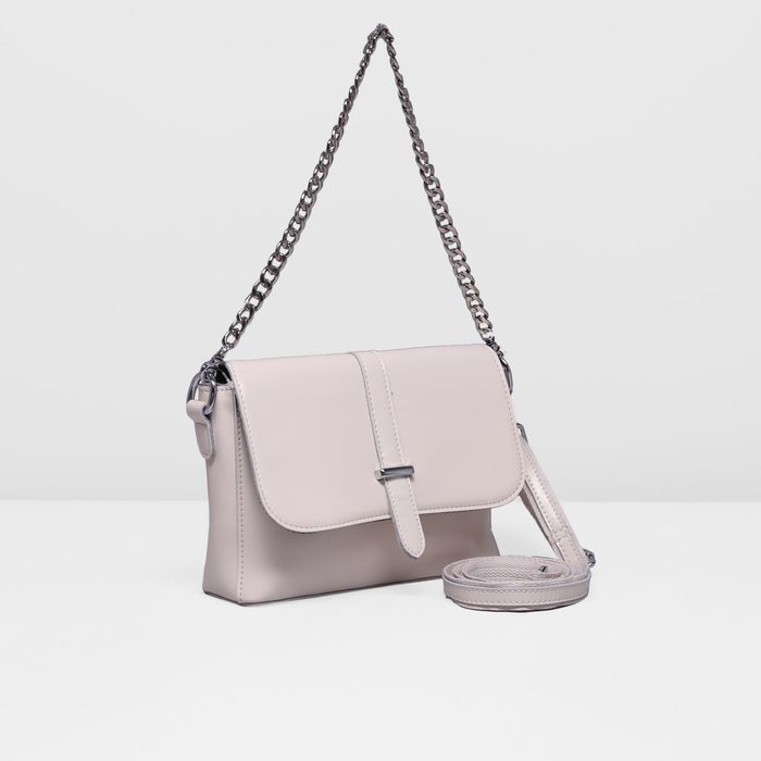 Сумка женская, 1 отдел с перегородкой, длинный ремень, цвет белый