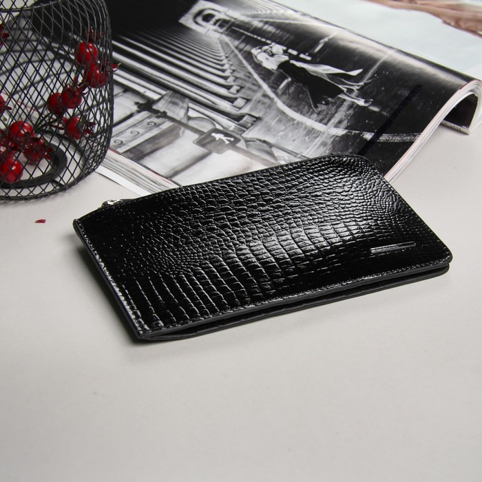 Кошелёк женский на кнопке, 1 отдел, отдел для монет, карт, цвет чёрный