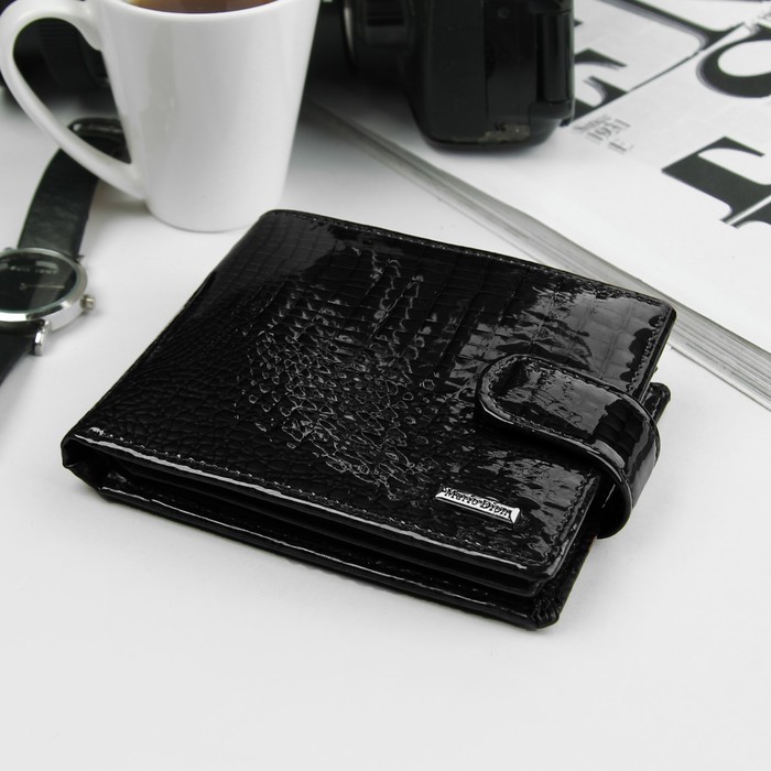 Кошелёк женский, 3 отдела, отдел для карт, монет, цвет чёрный