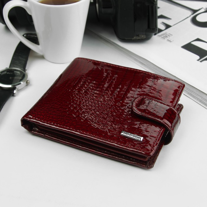 Кошелёк женский, 3 отдела, отдел для карт, монет, цвет бордовый