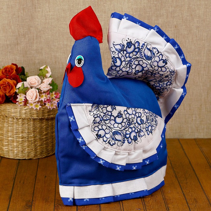 Грелка на чайник «Курица», гжель