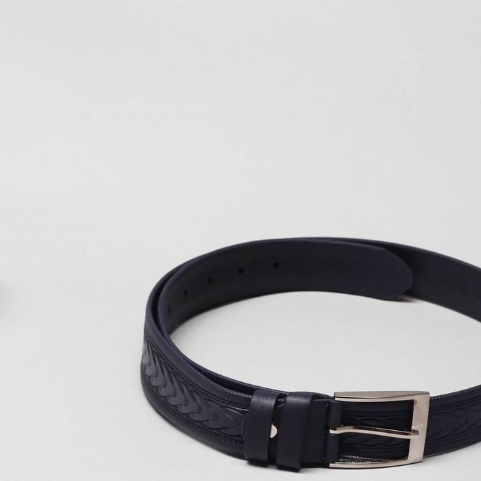 Ремень мужской, пряжка металл, ширина - 3,5 см, цвет синий