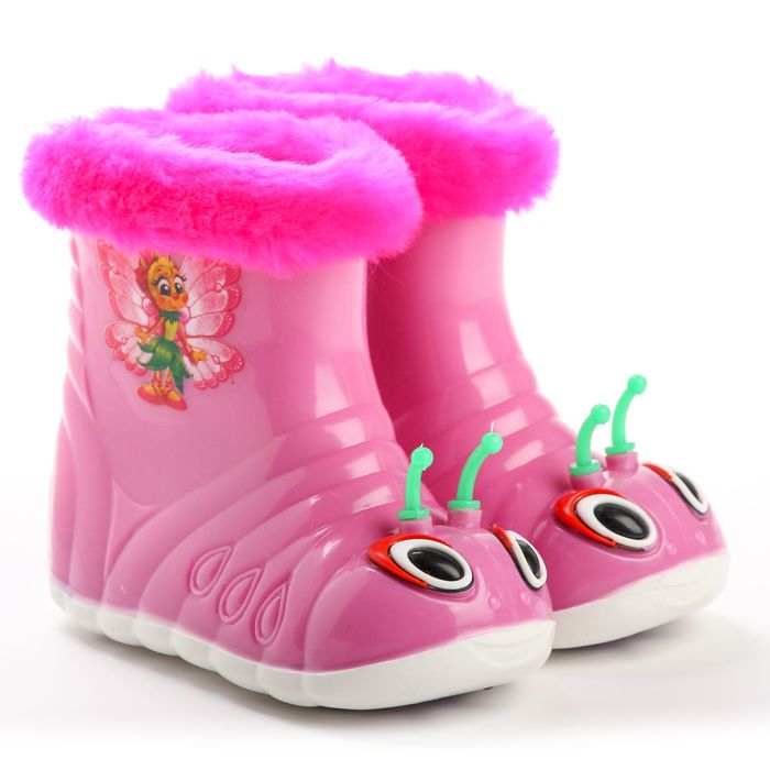 Сапоги резиновые детские "Бабочка", размер 26, розовый