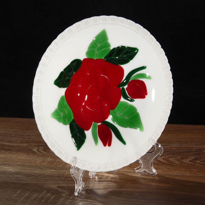 Тарелка декоративная "Роза алая"
