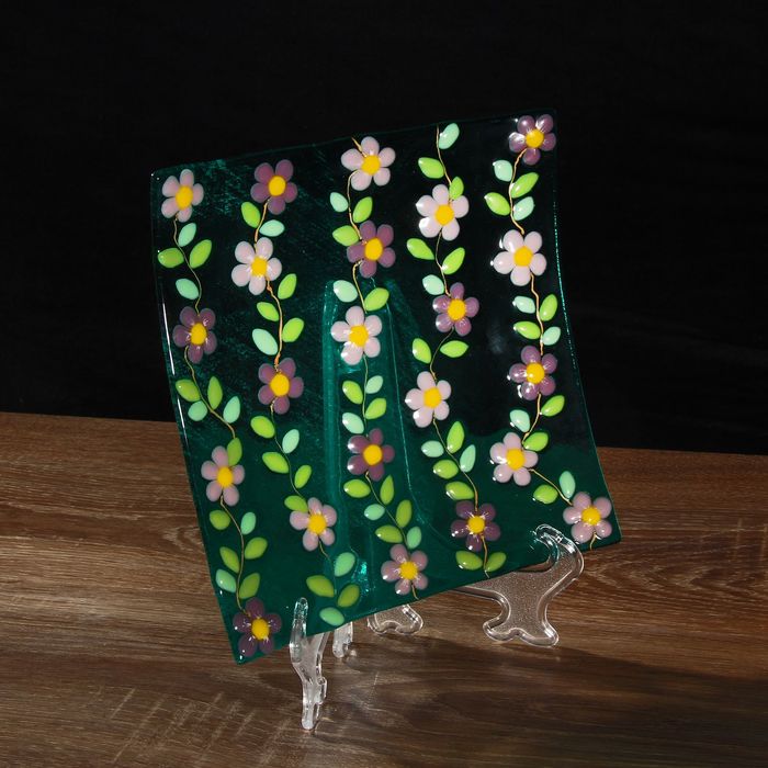 Тарелка декоративная "Цветы узор"