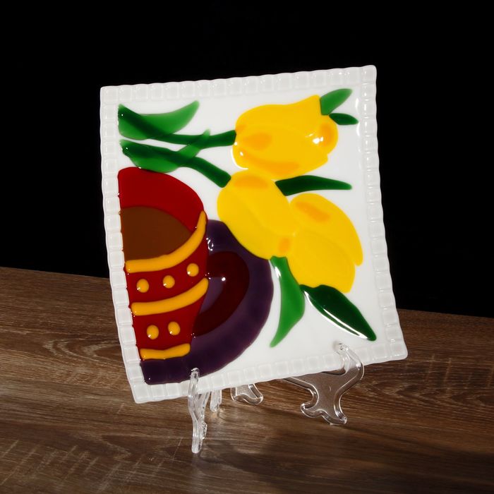 Тарелка декоративная "Тюльпан и кофе"