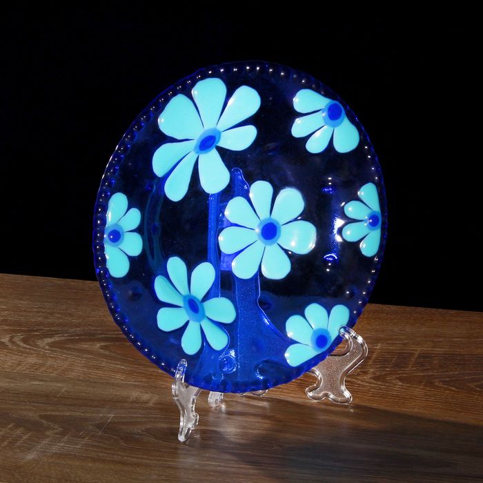 Тарелка декоративная "Синие цветы"