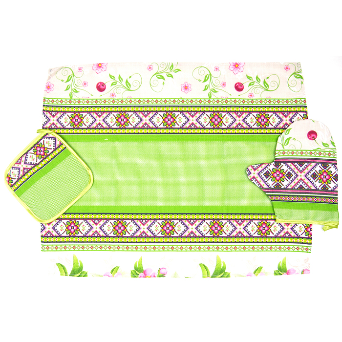 Кухонный набор "Ягодка" полотенце 45х60,прихватка 17х17, рукавичка 20х23, 160 г/м2,хл 100%