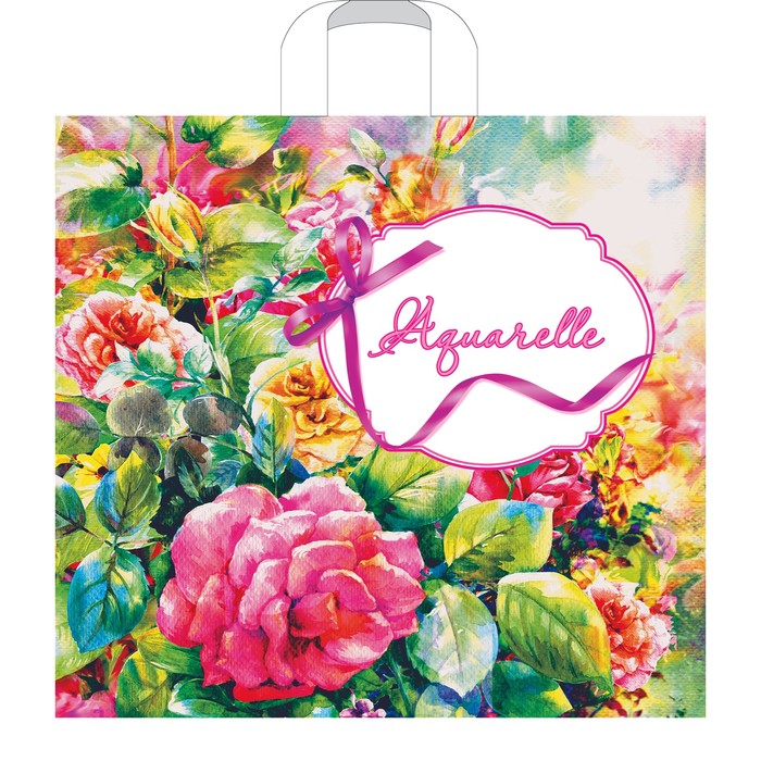 Пакет "Розовая акварель", полиэтиленовый с петлевой ручкой 40х40, 100 мкм