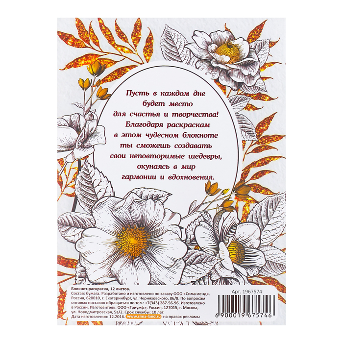 Блокнот раскраска "Запиши свои мечты", 12 листов