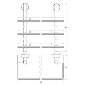

Полка трёхъярусная, ширина 60 см, матовое стекло, хром