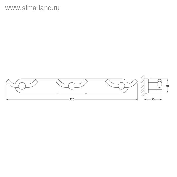 фото Планка с тремя двойными крючками 37 см, хром, artwelle