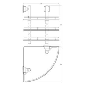 Угловая полка трёхъярусная, ширина 28 см, матовое стекло, хром от Сима-ленд
