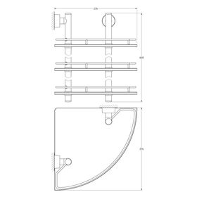 Угловая полка трёхъярусная, ширина 28 см, матовое стекло, хром от Сима-ленд